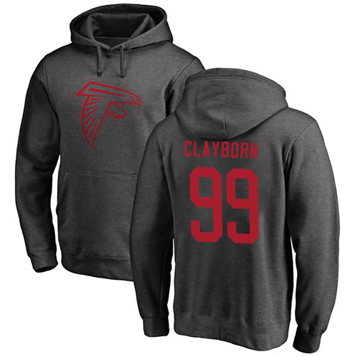 Atlanta Falcons Men Ash Adrian Clayborn One Color NFL Football 99 Pullover Hoodie Sweatshirts